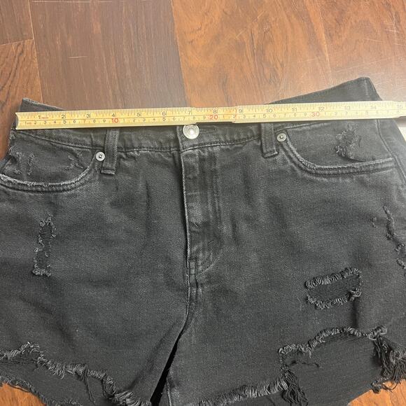 Aerie black denim distressed shorts size medium - Picture 5 of 9